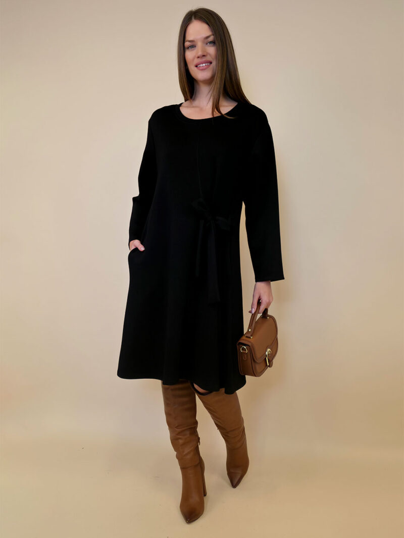 Haljina 52 Beatrice - jersey UN - pojas bok - black