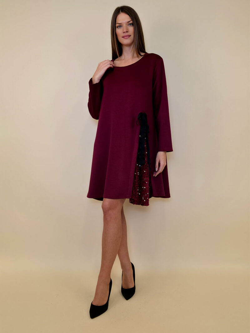 Haljina 55 Bristow - jersey UN šljokice umetak - burgundy