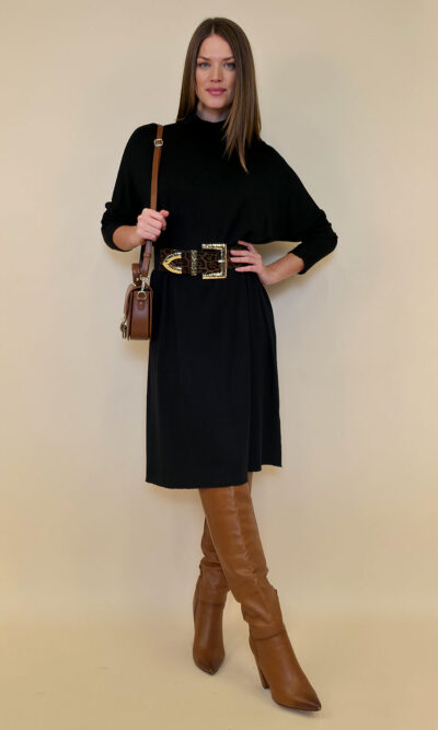 Haljina 46 Lorton - jersey UN dolčevita - black