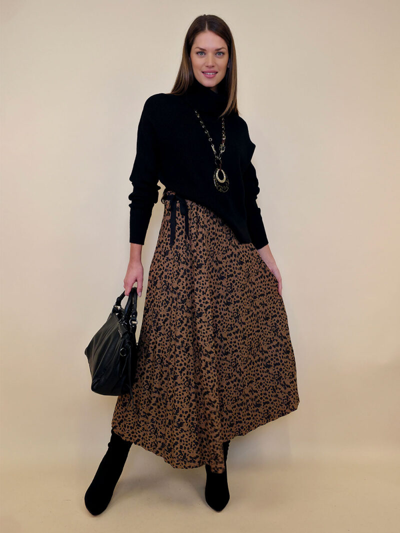 Suknja 64 Sephora - jersey print flock camel/black bow