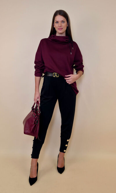 Tunika 44 Spencer - jersey UN visoki ovratnik/vezica - burgundy