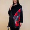 Tunika 48 Black Wings - felpa/ecco leather/print - Red Tulips in Grey