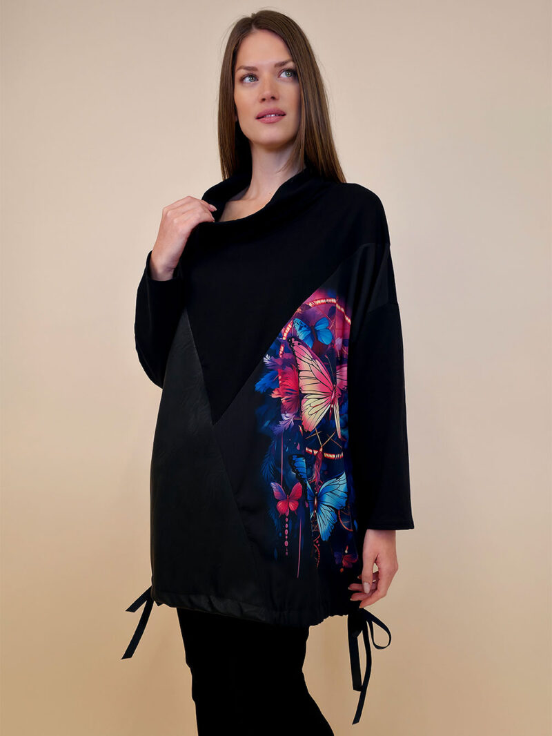 Tunika 48 Black Wings - felpa/ecco leather/print - Rings&Butterflies