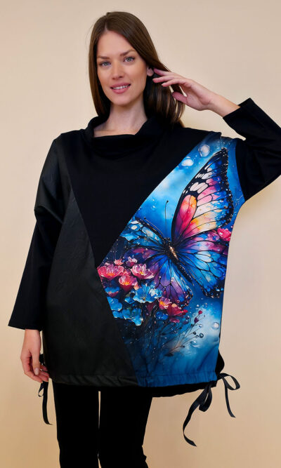 Tunika 48 Black Wings - felpa/ecco leather/print - Water Butterfly