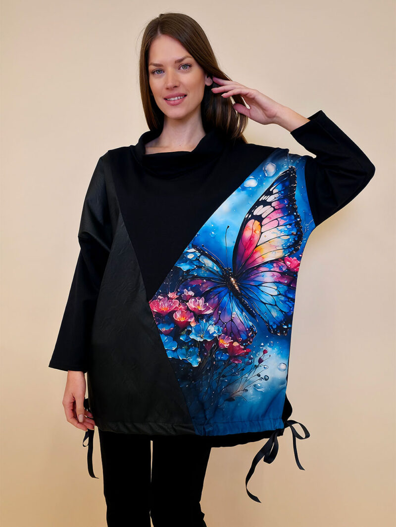 Tunika 48 Black Wings - felpa/ecco leather/print - Water Butterfly