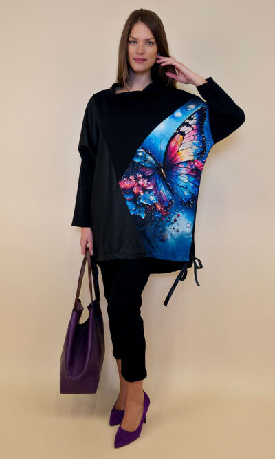 Tunika 48 Black Wings - felpa/ecco leather/print - Water Butterfly