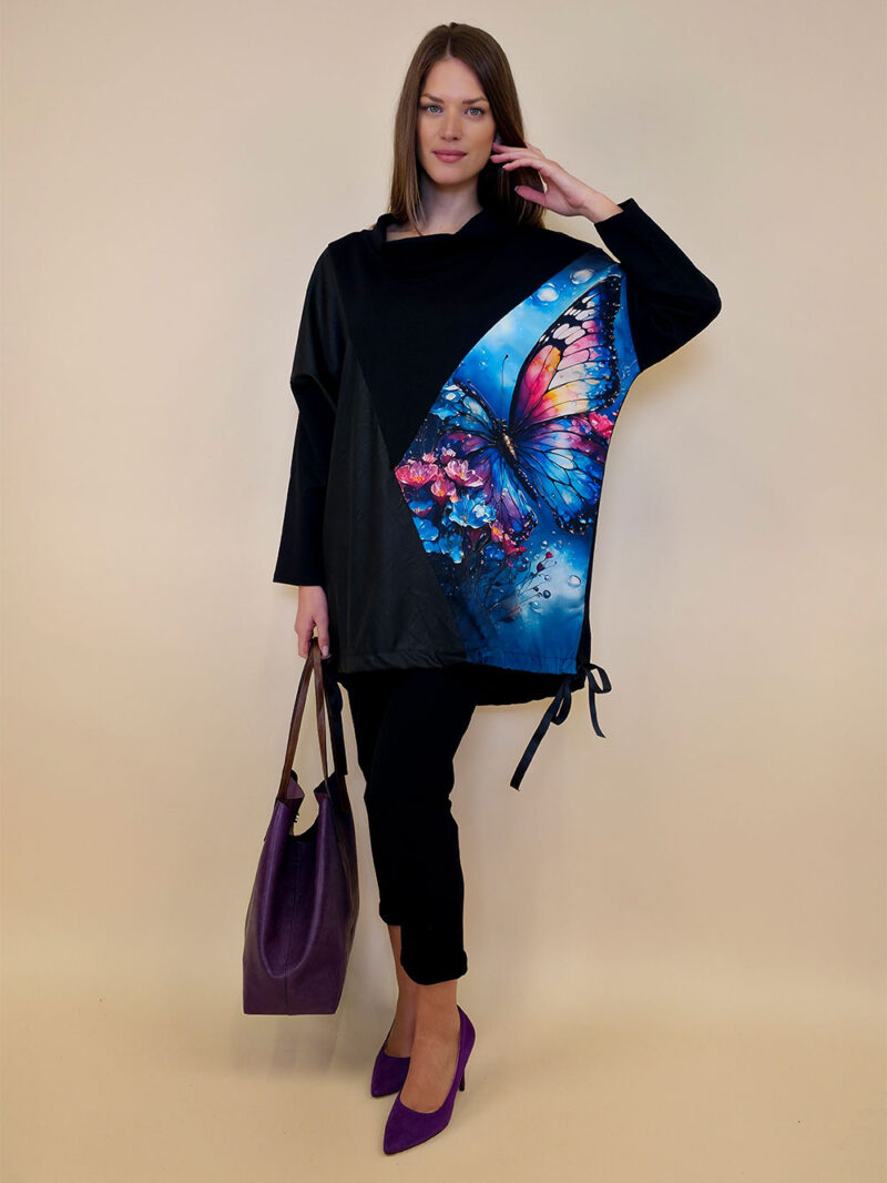 Tunika 48 Black Wings - felpa/ecco leather/print - Water Butterfly