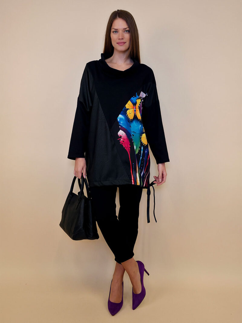 Tunika 48 Black Wings - felpa/ecco leather/print - Yellow Butterflies