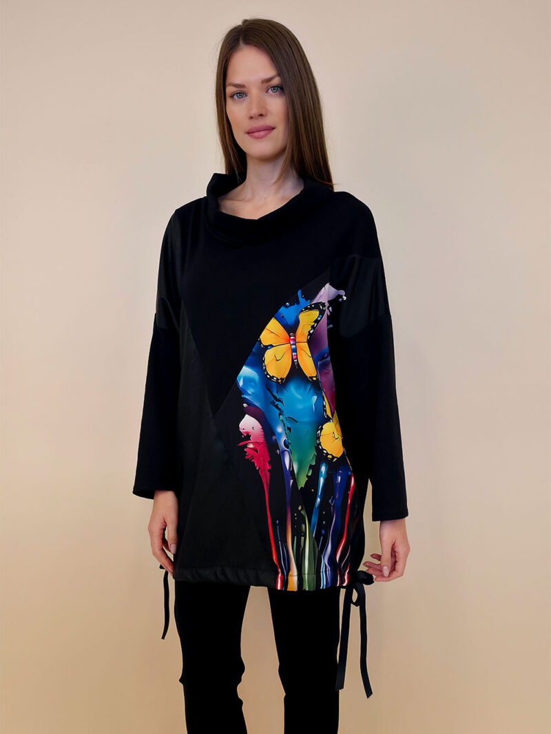 Tunika 48 Black Wings - felpa/ecco leather/print - Yellow Butterflies