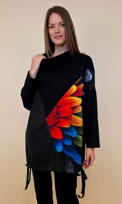 Tunika 48 Black Wings - felpa/ecco leather/print - Gerbera