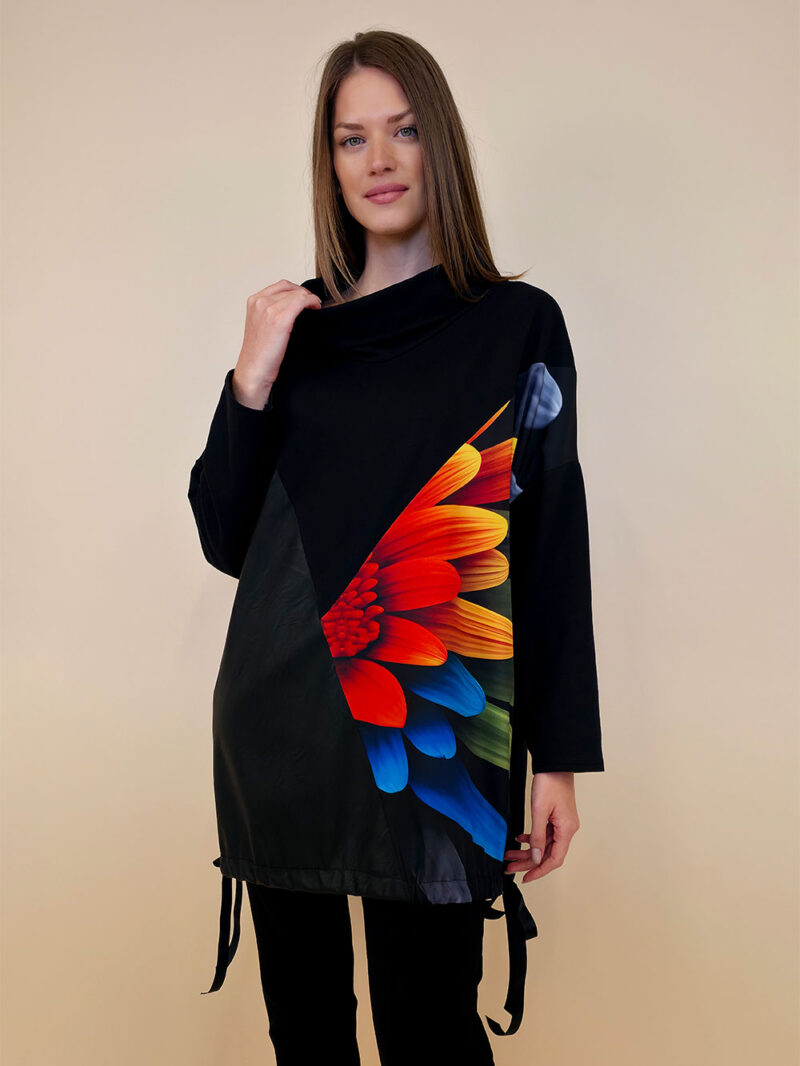 Tunika 48 Black Wings - felpa/ecco leather/print - Gerbera