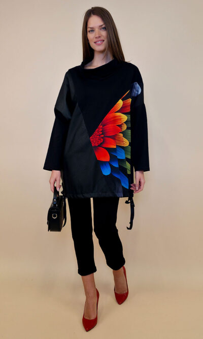 Tunika 48 Black Wings - felpa/ecco leather/print - Gerbera
