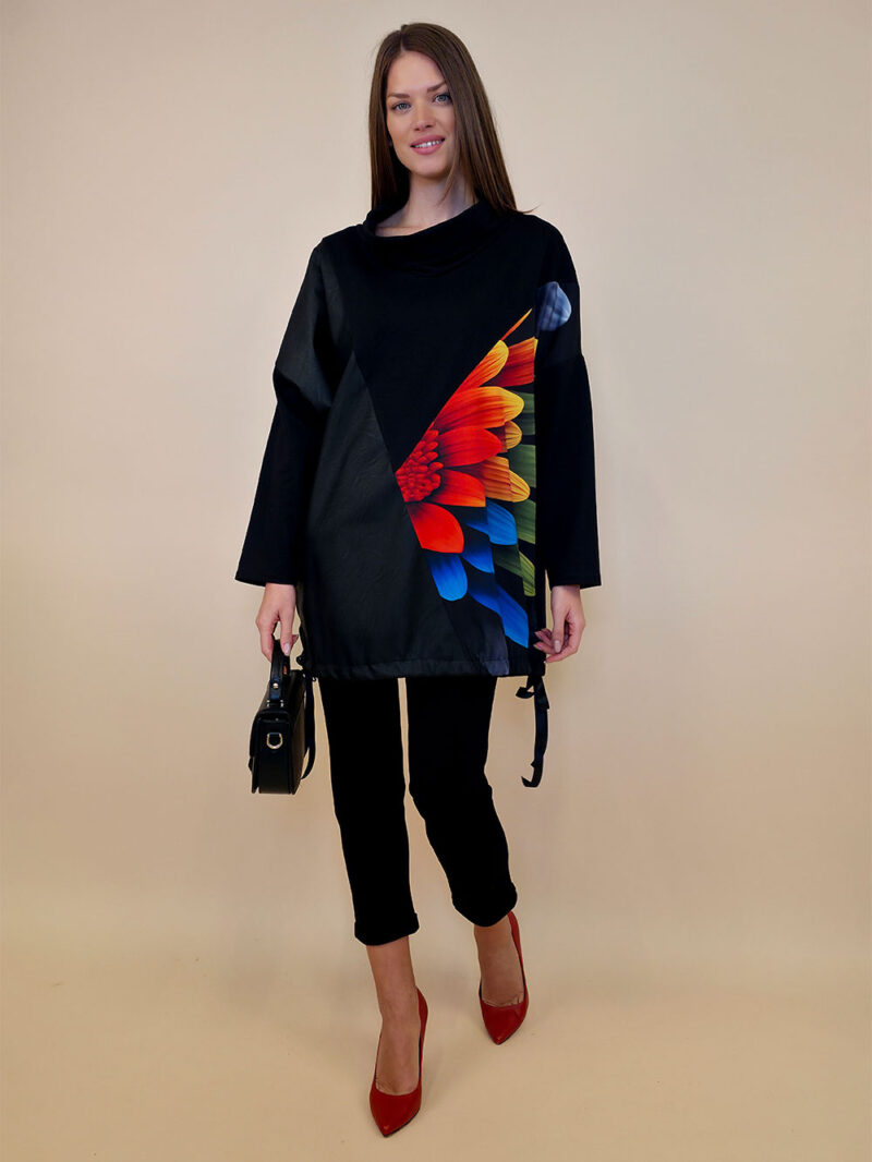 Tunika 48 Black Wings - felpa/ecco leather/print - Gerbera