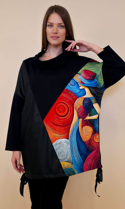 Tunika 48 Black Wings - felpa/ecco leather/print - Girl in Circles