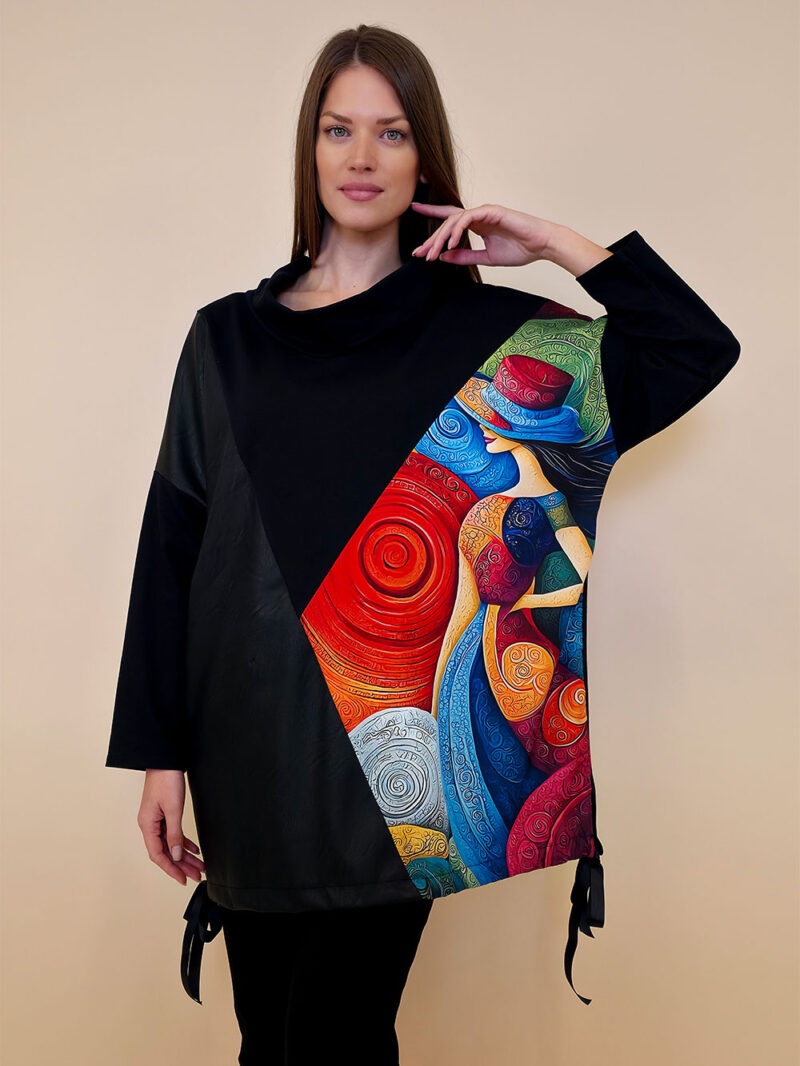 Tunika 48 Black Wings - felpa/ecco leather/print - Girl in Circles