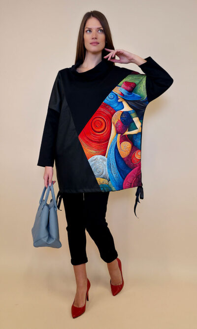 Tunika 48 Black Wings - felpa/ecco leather/print - Girl in Circles