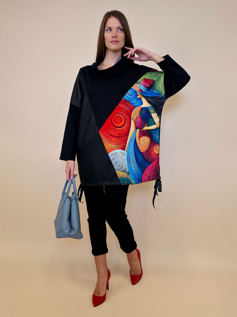 Tunika 48 Black Wings - felpa/ecco leather/print - Girl in Circles