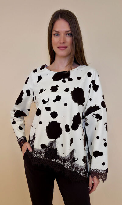 Tunika 64 Antigo - jersey/lace pjege - brown&panna