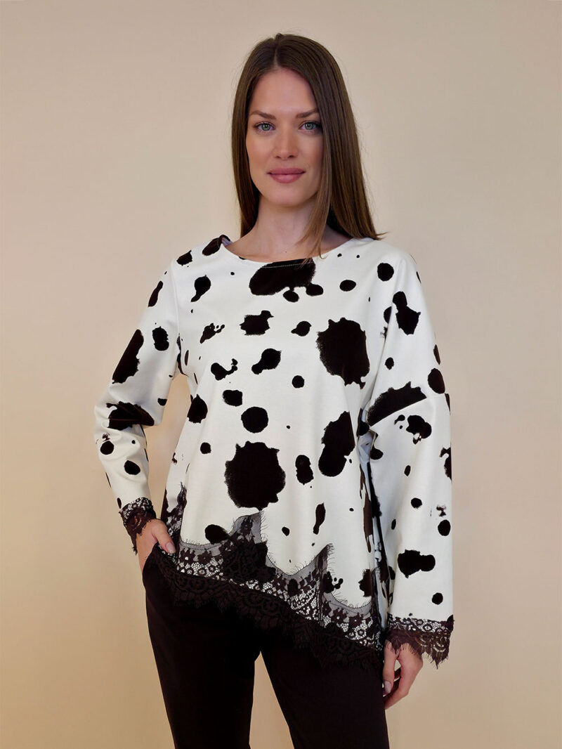 Tunika 64 Antigo - jersey/lace pjege - brown&panna