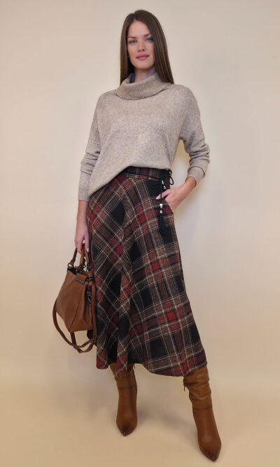 Suknja 34 Tahoe - jersey print tartan  - d.brown