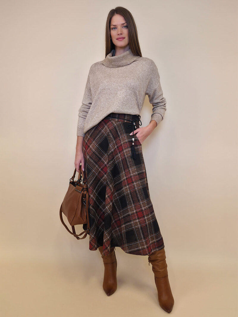 Suknja 34 Tahoe - jersey print tartan  - d.brown