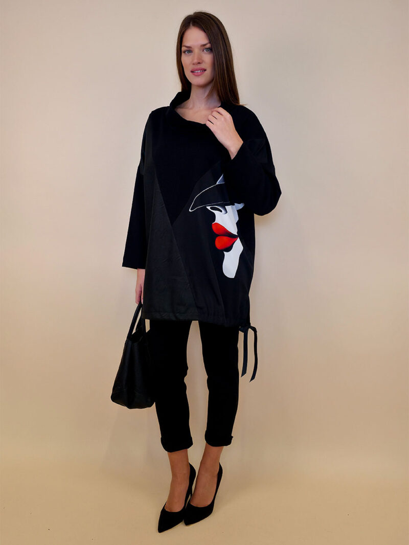Tunika 48 Black Wings - felpa/ecco leather/print - Red Lips/Profile
