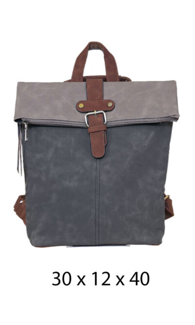 Torba 54 COCO - ruksak suede bicolor preklop 2 zips - grey/l.grey