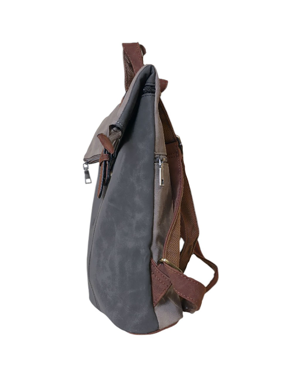 Torba 54 COCO - ruksak suede bicolor preklop 2 zips - grey/l.grey