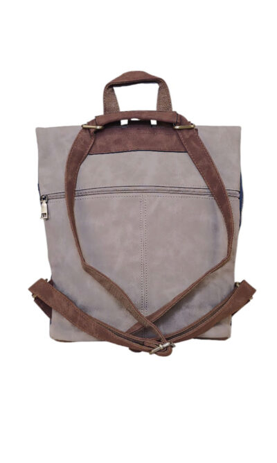 Torba 54 COCO - ruksak suede bicolor preklop 2 zips - black/fango