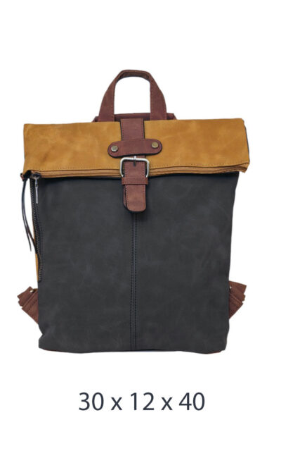 Torba 54 COCO - ruksak suede bicolor preklop 2 zips - black/yellow