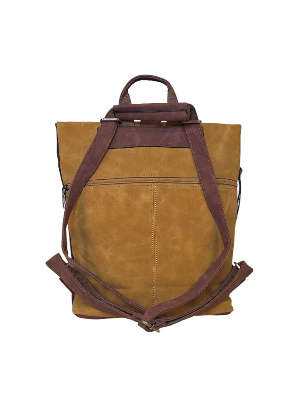 Torba 54 COCO - ruksak suede bicolor preklop 2 zips - black/yellow