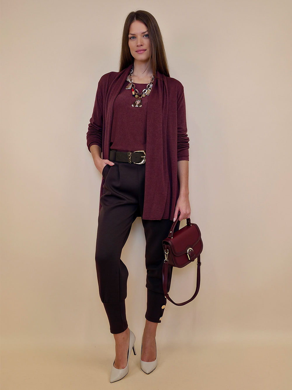 Kardigan 44 Creswell - jersey UN - plum