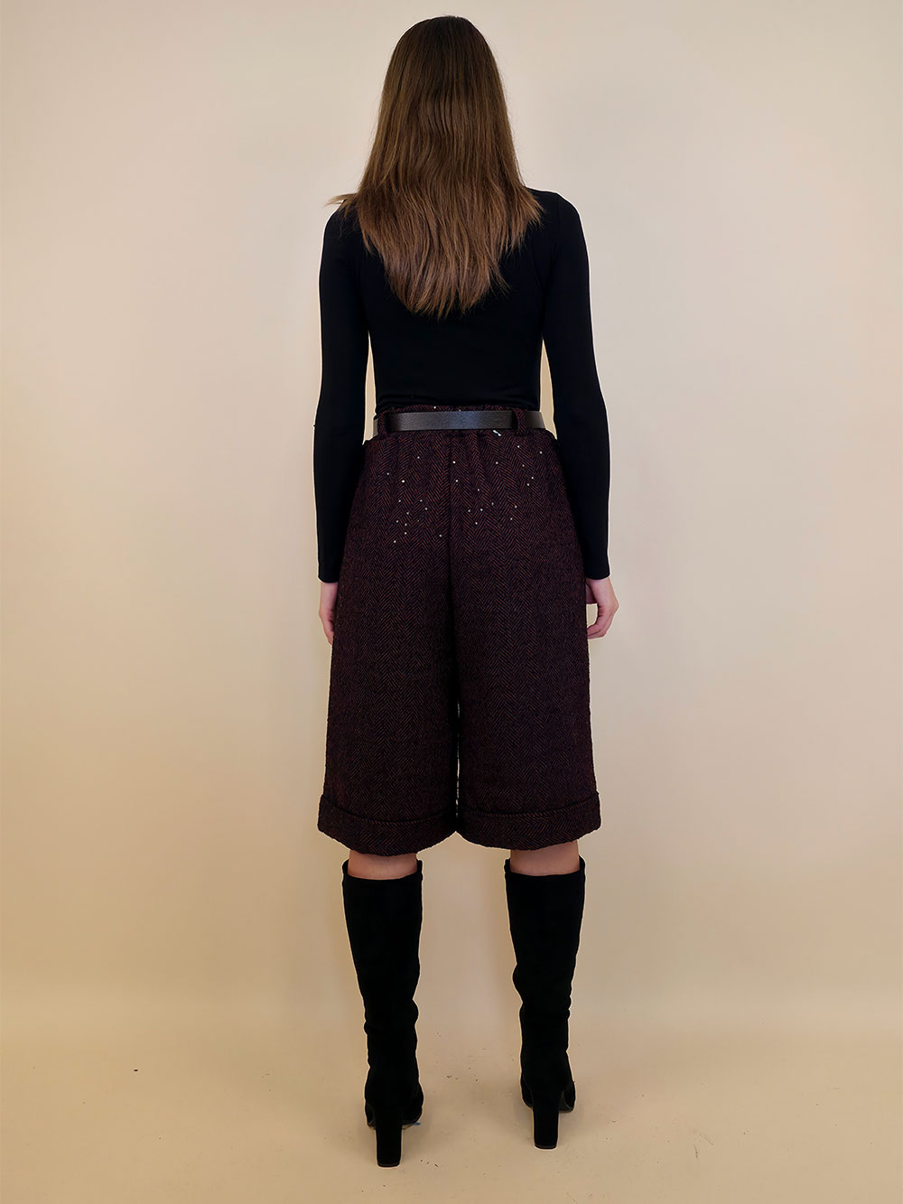 Hlače 70 Bermuda - burgundy - Slika 4