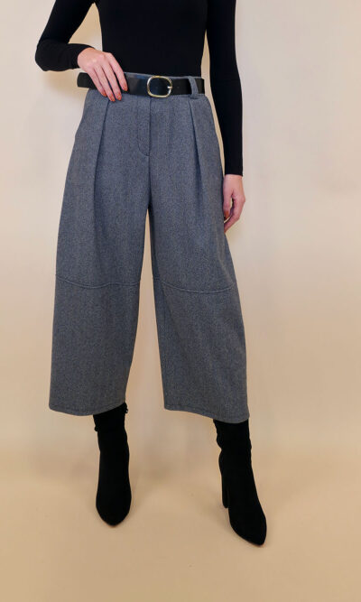 Hlače+remen 60 Gaston/W - tesutto Fish Bone - grey