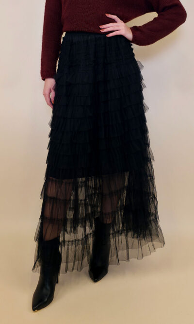 Suknja 56 Can Can - till UN volani mali - black