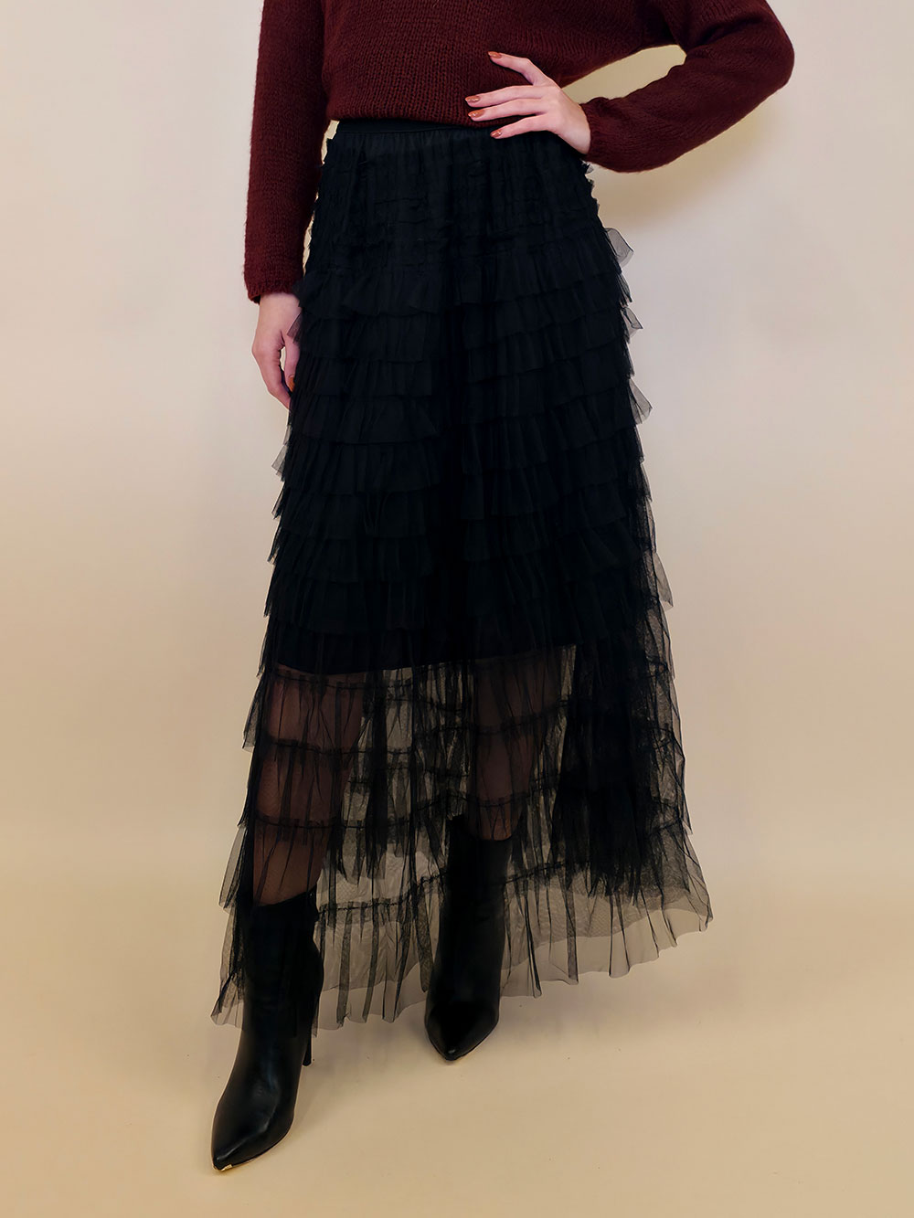 Suknja 56 Can Can - till UN volani mali - black