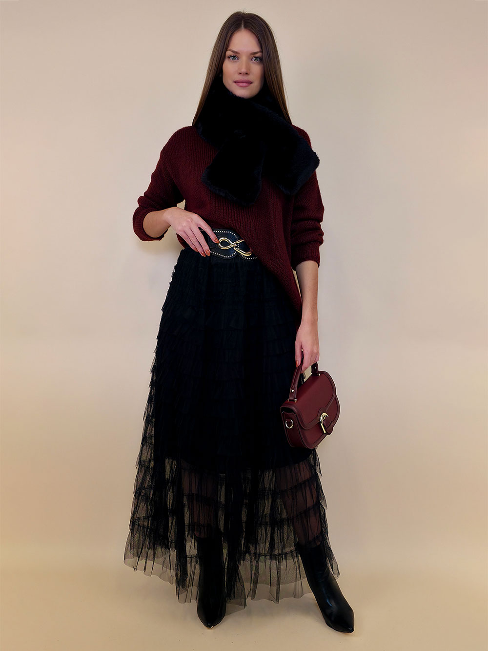 Suknja 56 Can Can - till UN volani mali - black