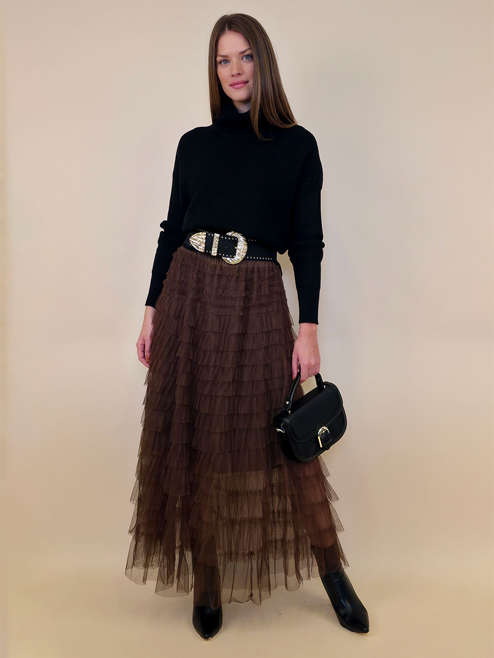 Suknja 56 Can Can - till UN volani mali - brown