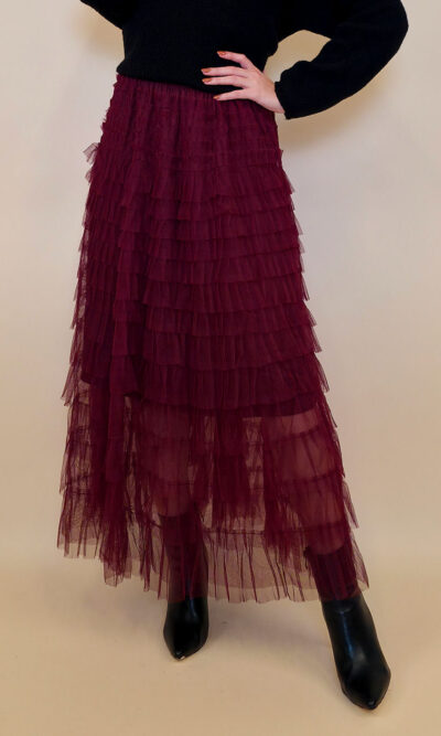 Suknja 56 Can Can - till UN volani mali - burgundy