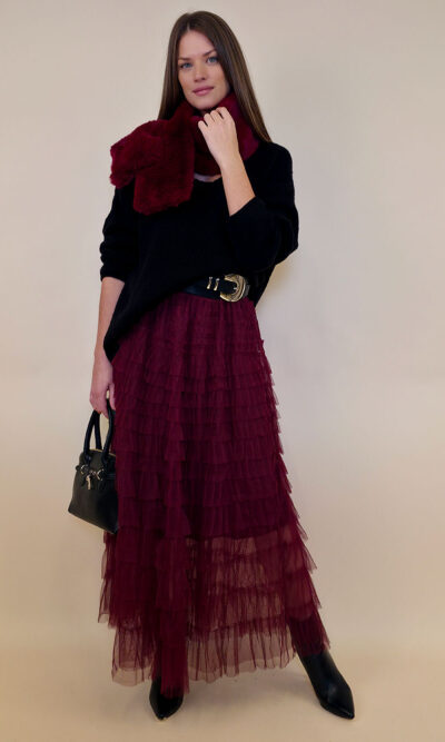 Suknja 56 Can Can - till UN volani mali - burgundy