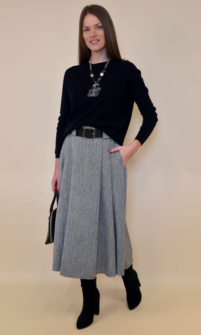 Suknja+remen 64 Lenoir -  tesutto fishbone - black
