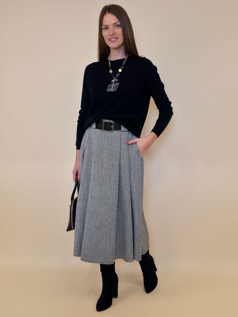 Suknja+remen 64 Lenoir -  tesutto fishbone - black