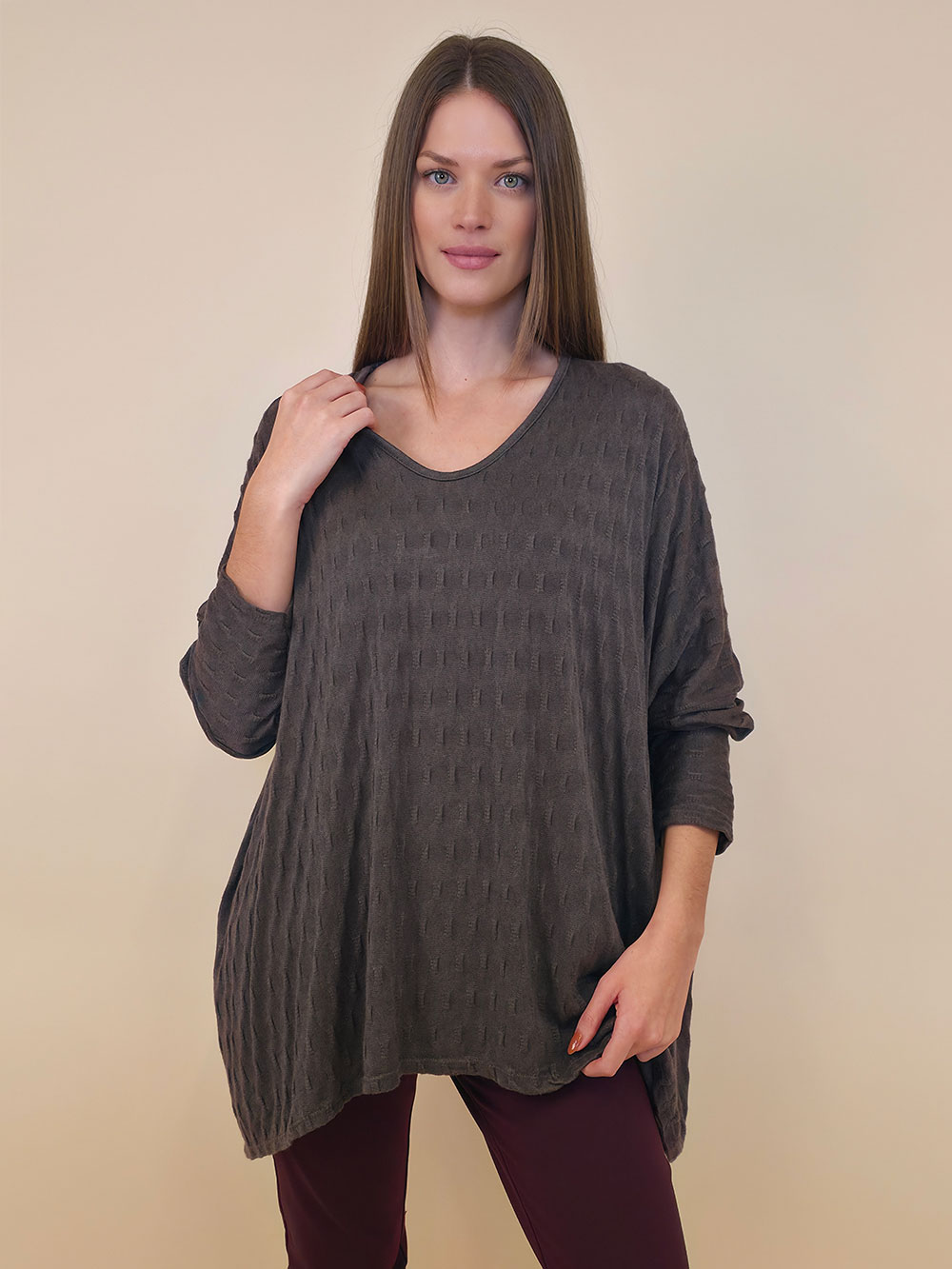 Pulover 42 Barron - jersey UN - coffee