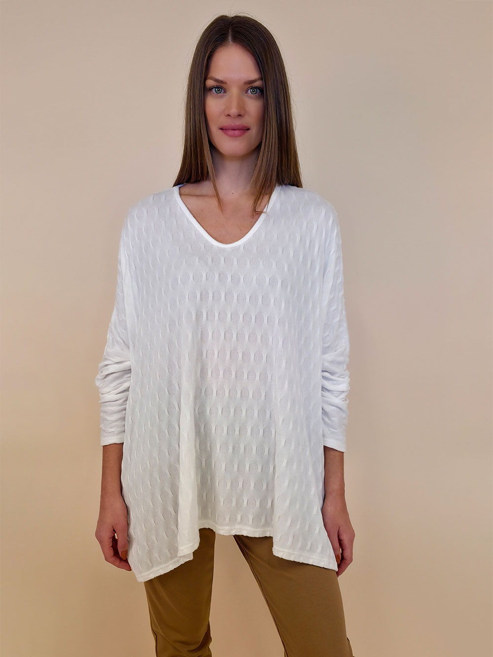 Pulover 42 Barron - jersey UN - panna