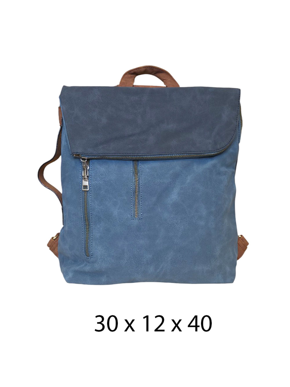 Torba 54 COCO - ruksak suede bicolor preklop 3 zips - l.blue/d.blue