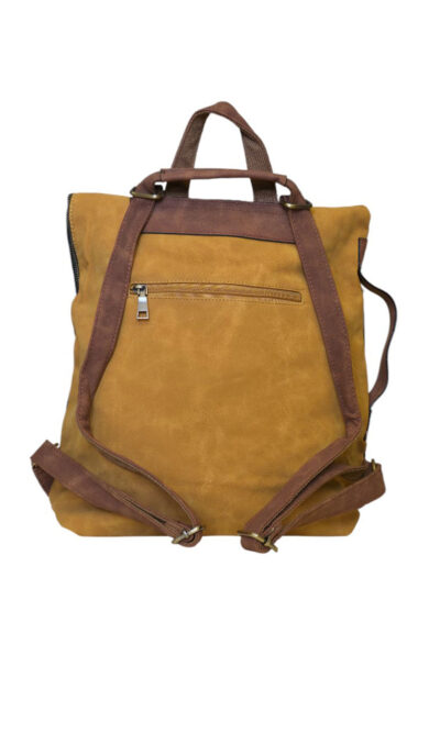 Torba 54 COCO - ruksak suede bicolor preklop 2 zips - black/yellow