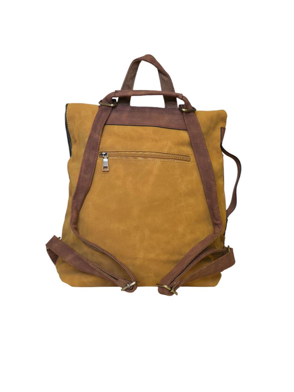 Torba 54 COCO - ruksak suede bicolor preklop 2 zips - black/yellow