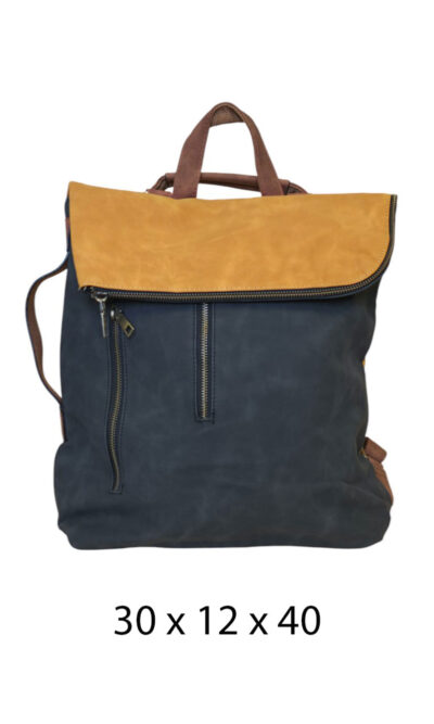 Torba 54 COCO - ruksak suede bicolor preklop 2 zips - black/yellow