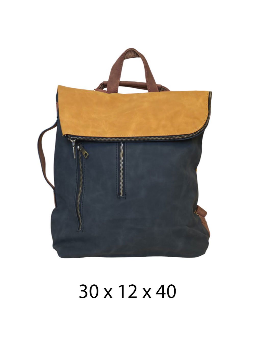 Torba 54 COCO - ruksak suede bicolor preklop 2 zips - black/yellow