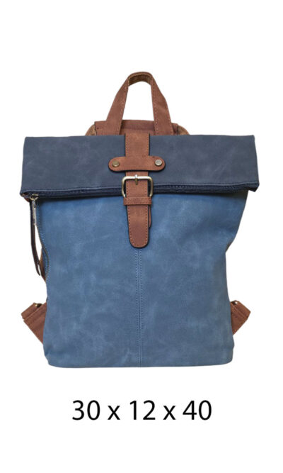 Torba 54 COCO - ruksak suede bicolor preklop 2 zips - l.blue/d.blue